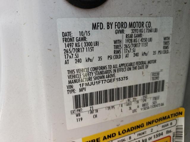 2016 Ford Expedition Xl VIN: 1FMJU1FT7GEF15375 Lot: 61196754
