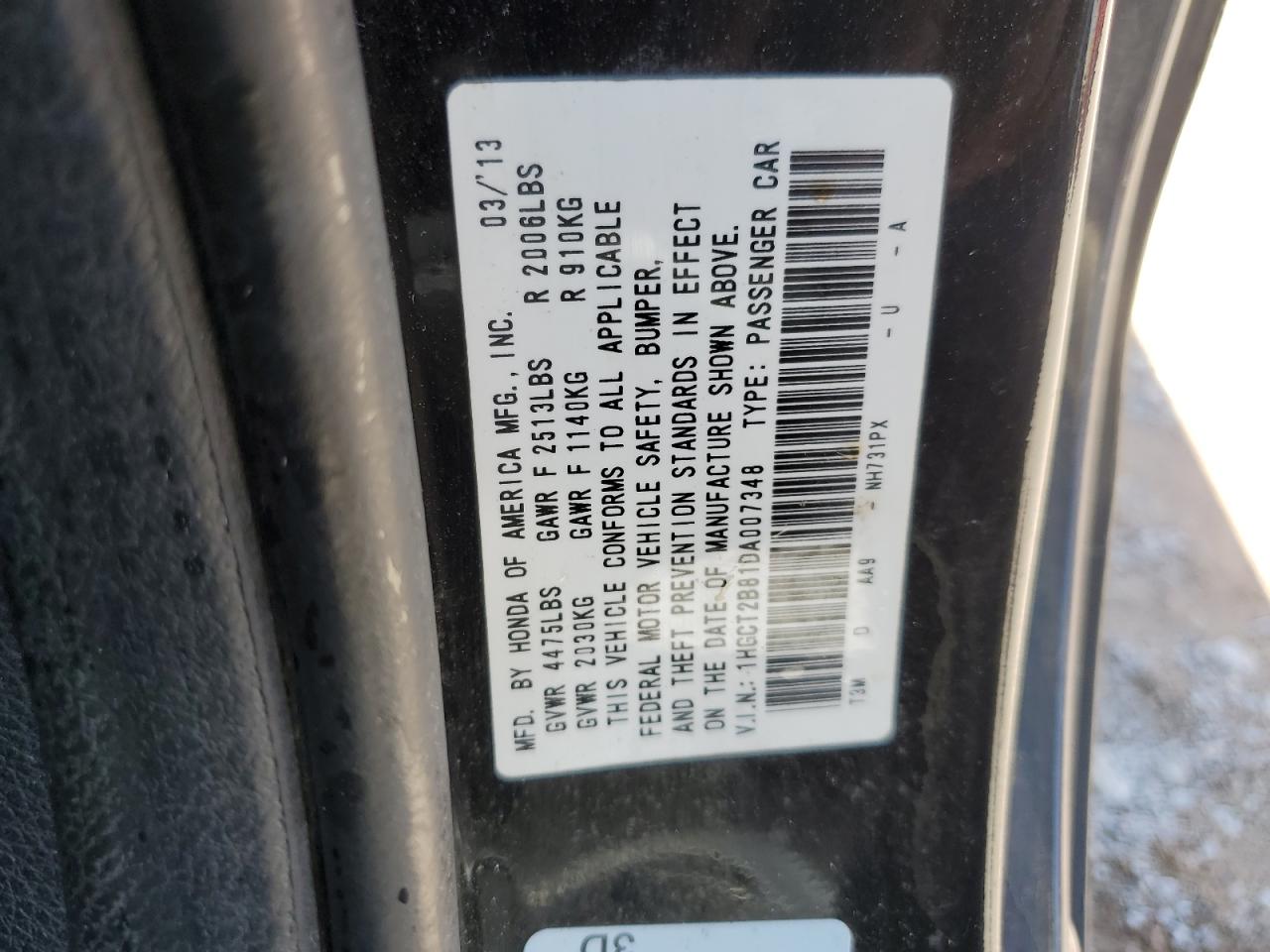 2013 Honda Accord Exl vin: 1HGCT2B81DA007348