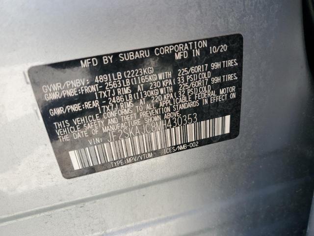 2021 Subaru Forester Premium VIN: JF2SKAJC8MH430353 Lot: 57690094