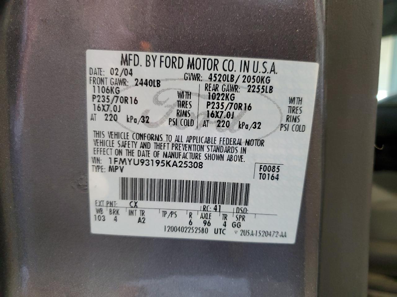 1FMYU93195KA25308 2005 Ford Escape Xlt