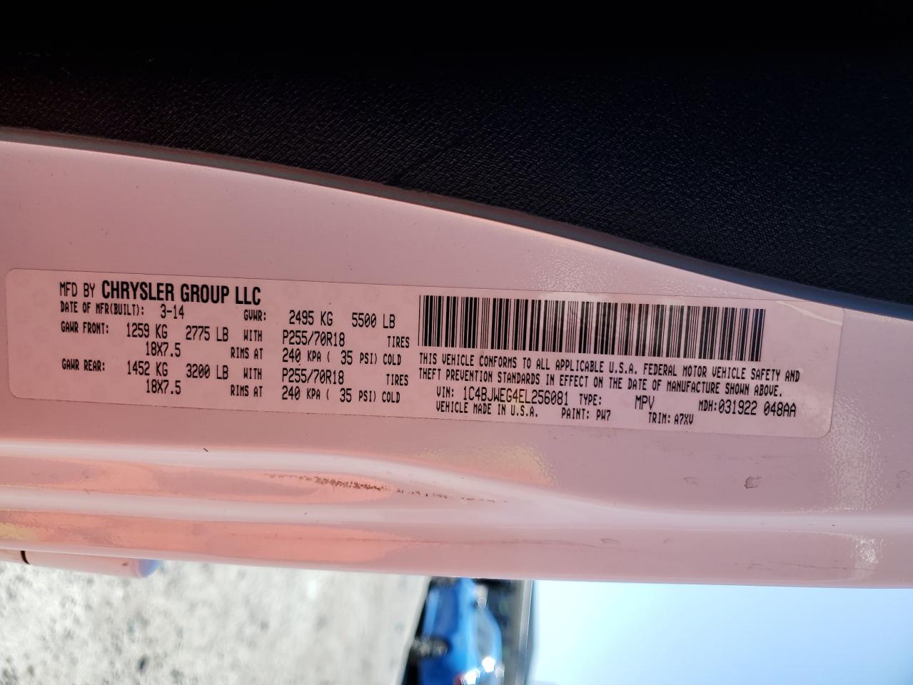 1C4BJWEG4EL256081 2014 Jeep Wrangler Unlimited Sahara