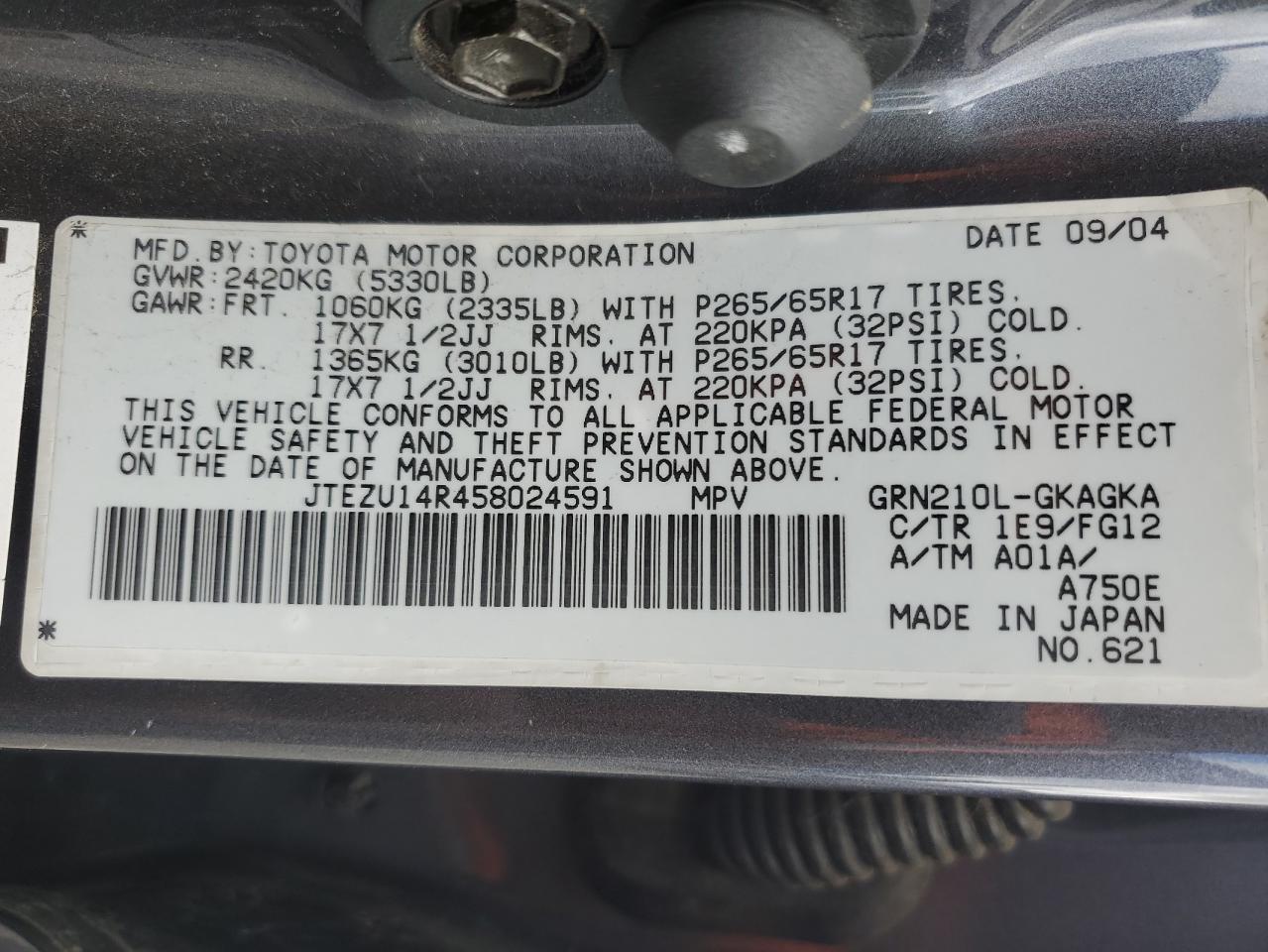 JTEZU14R458024591 2005 Toyota 4Runner Sr5