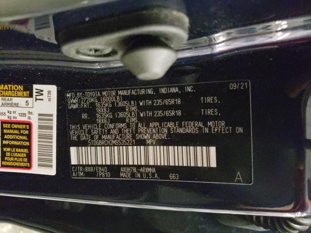 2021 Toyota Highlander Hybrid Xle VIN: 5TDGBRCH2MS535221 Lot: 60483594