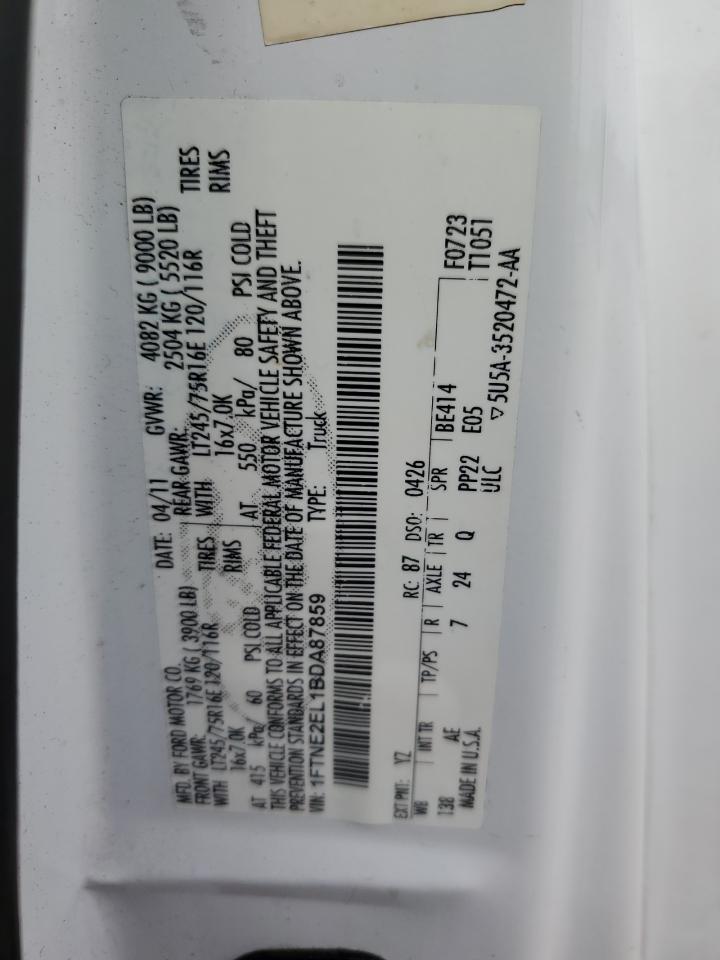 1FTNE2EL1BDA87859 2011 Ford Econoline E250 Van