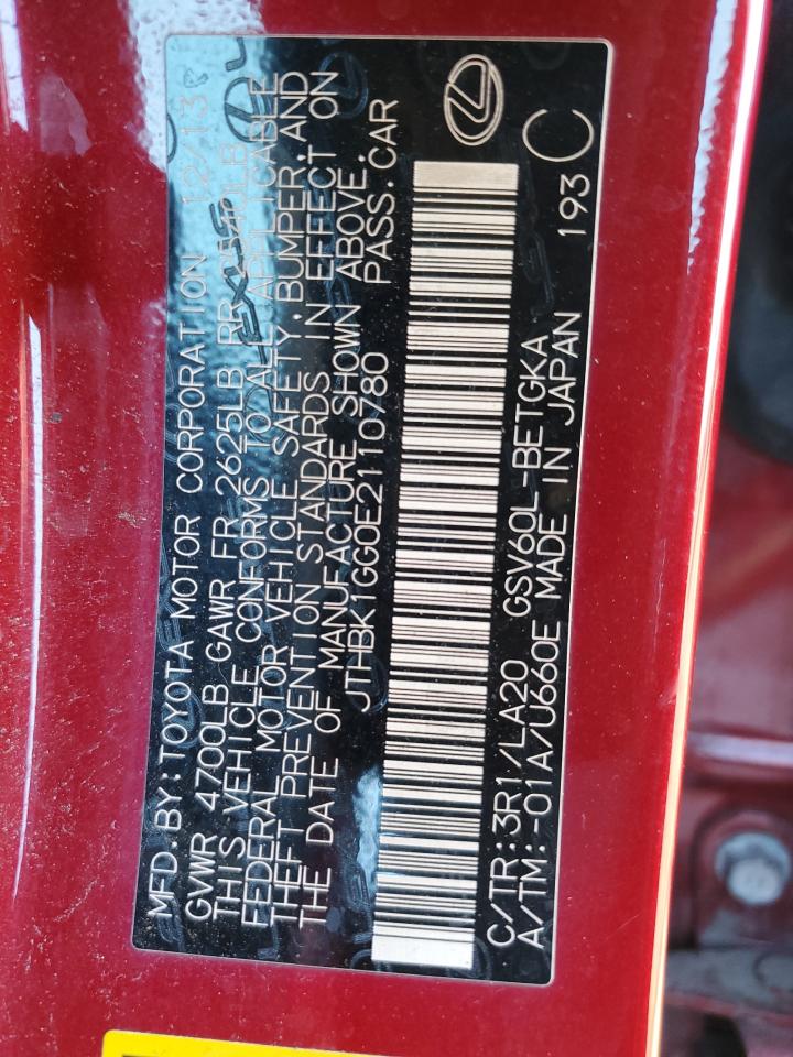 JTHBK1GG0E2110780 2014 Lexus Es 350