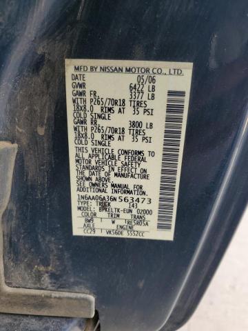 2006 Nissan Titan Xe VIN: 1N6AA06A36N563473 Lot: 57601834