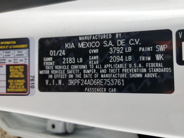 2024 Kia Forte Lx VIN: 3KPF24AD6RE753761 Lot: 57400904