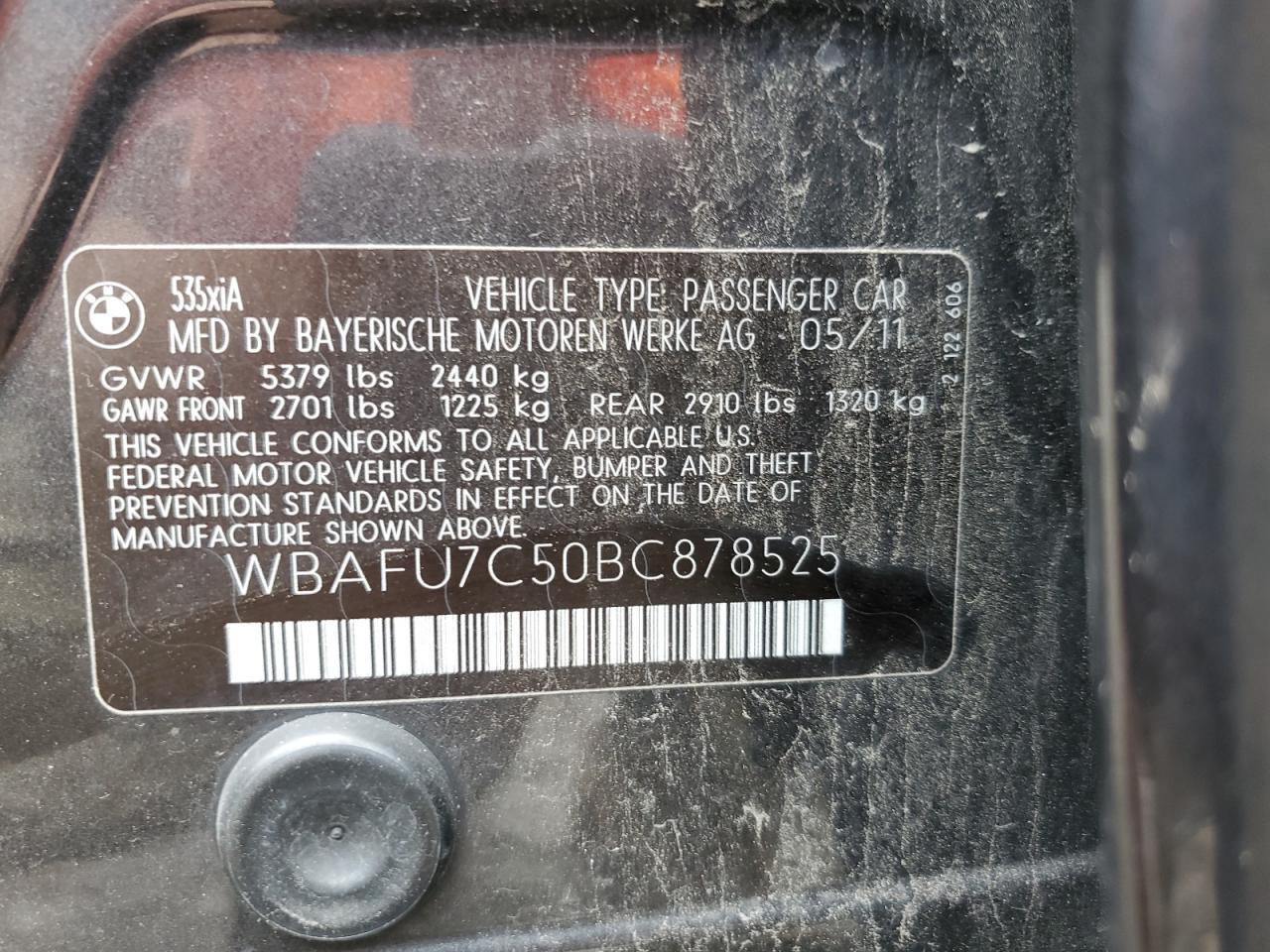 WBAFU7C50BC878525 2011 BMW 535 Xi