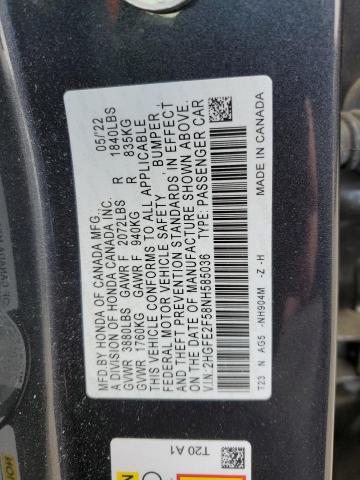 2HGFE2F58NH585036 2022 HONDA CIVIC - Image 12