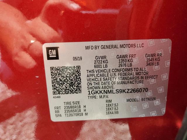 2019 GMC Acadia Slt-1 VIN: 1GKKNMLS9KZ266070 Lot: 58146904