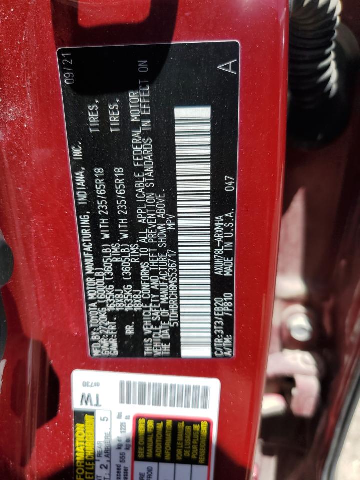 5TDHBRCH8MS536717 2021 Toyota Highlander Hybrid Xle