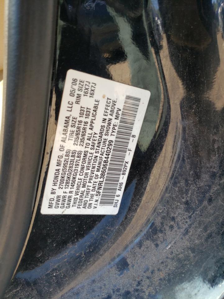 5FNRL38606B440299 2006 Honda Odyssey Exl
