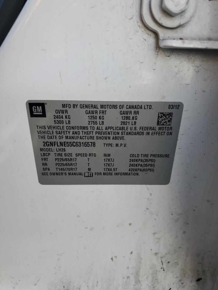 2GNFLNE55C6316578 2012 Chevrolet Equinox Lt