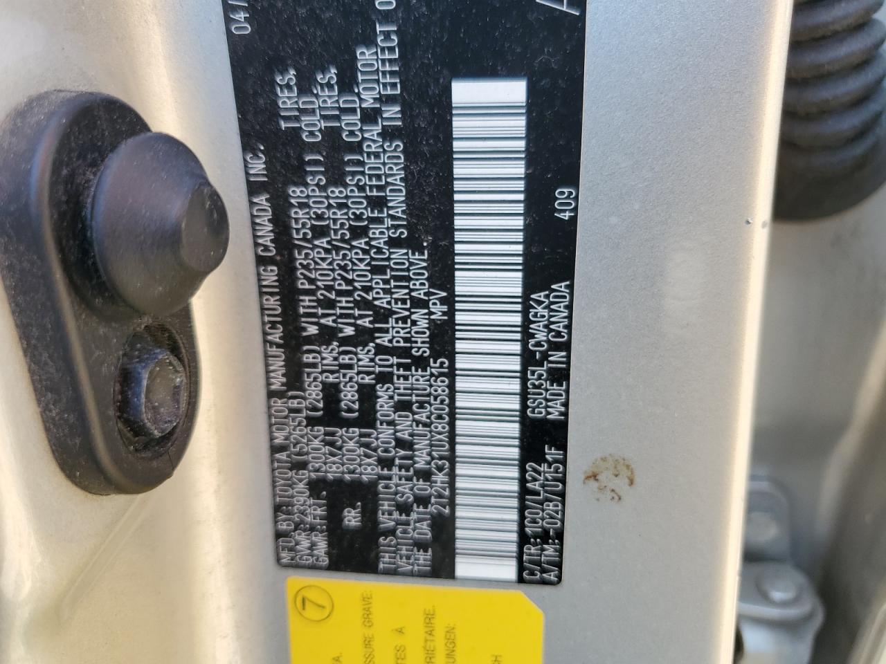 2T2HK31UX8C058615 2008 Lexus Rx 350