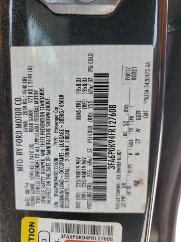 VIN 3FA6P0K94FR127608 2015 Ford Fusion, Titanium no.12