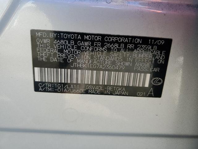 2010 Lexus Es 350 VIN: JTHBK1EG7A2360479 Lot: 59403924