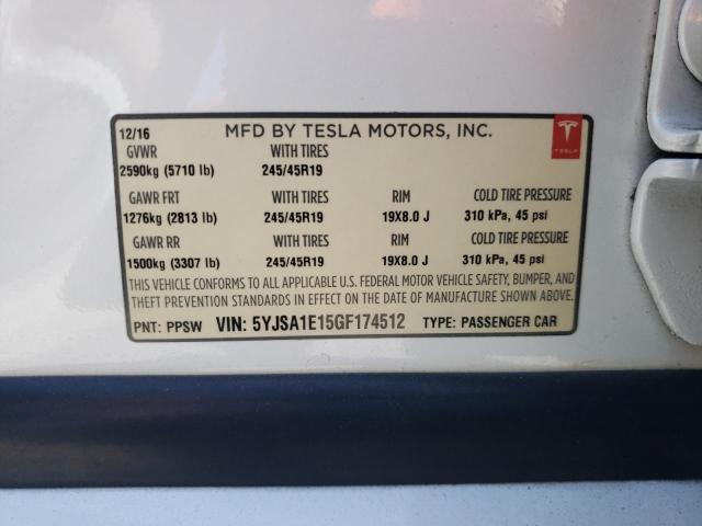 2016 Tesla Model S VIN: 5YJSA1E15GF174512 Lot: 60342924