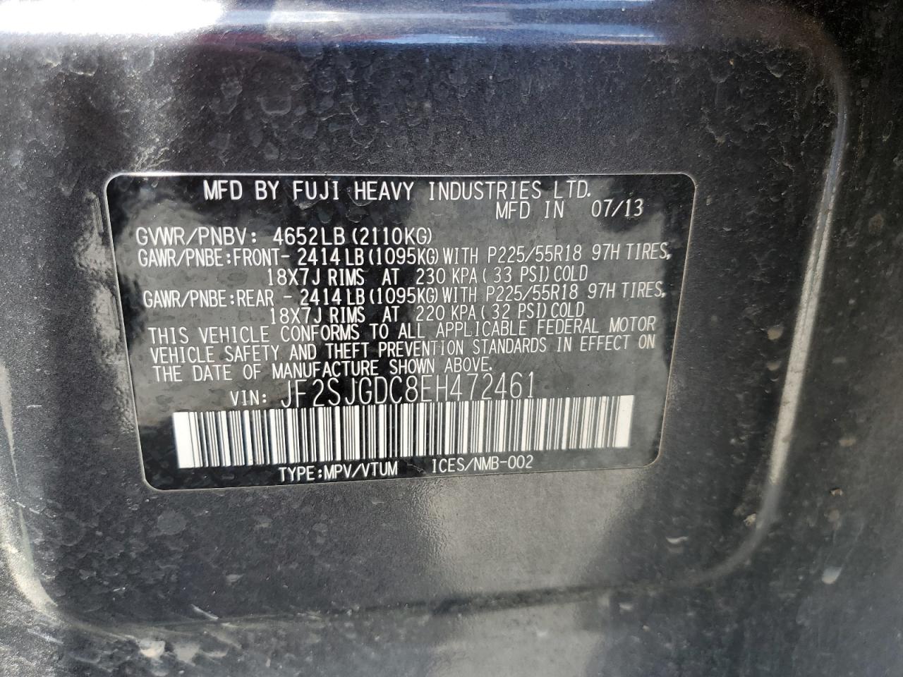 JF2SJGDC8EH472461 2014 Subaru Forester 2.0Xt Premium