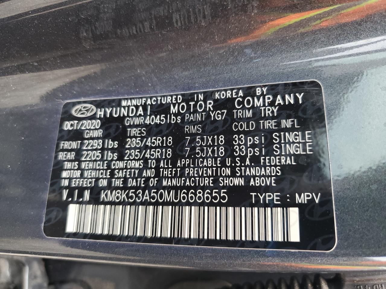 KM8K53A50MU668655 2021 Hyundai Kona Ultimate