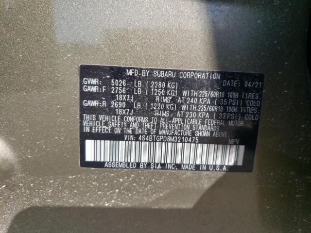 2021 SUBARU OUTBACK TO - 4S4BTGPD8M3210475