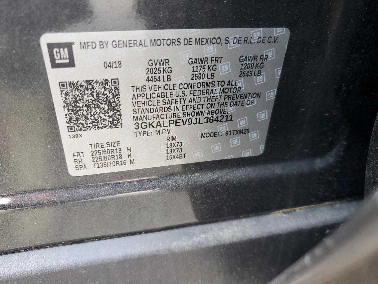 3GKALPEV9JL364211 2018 GMC Terrain Slt