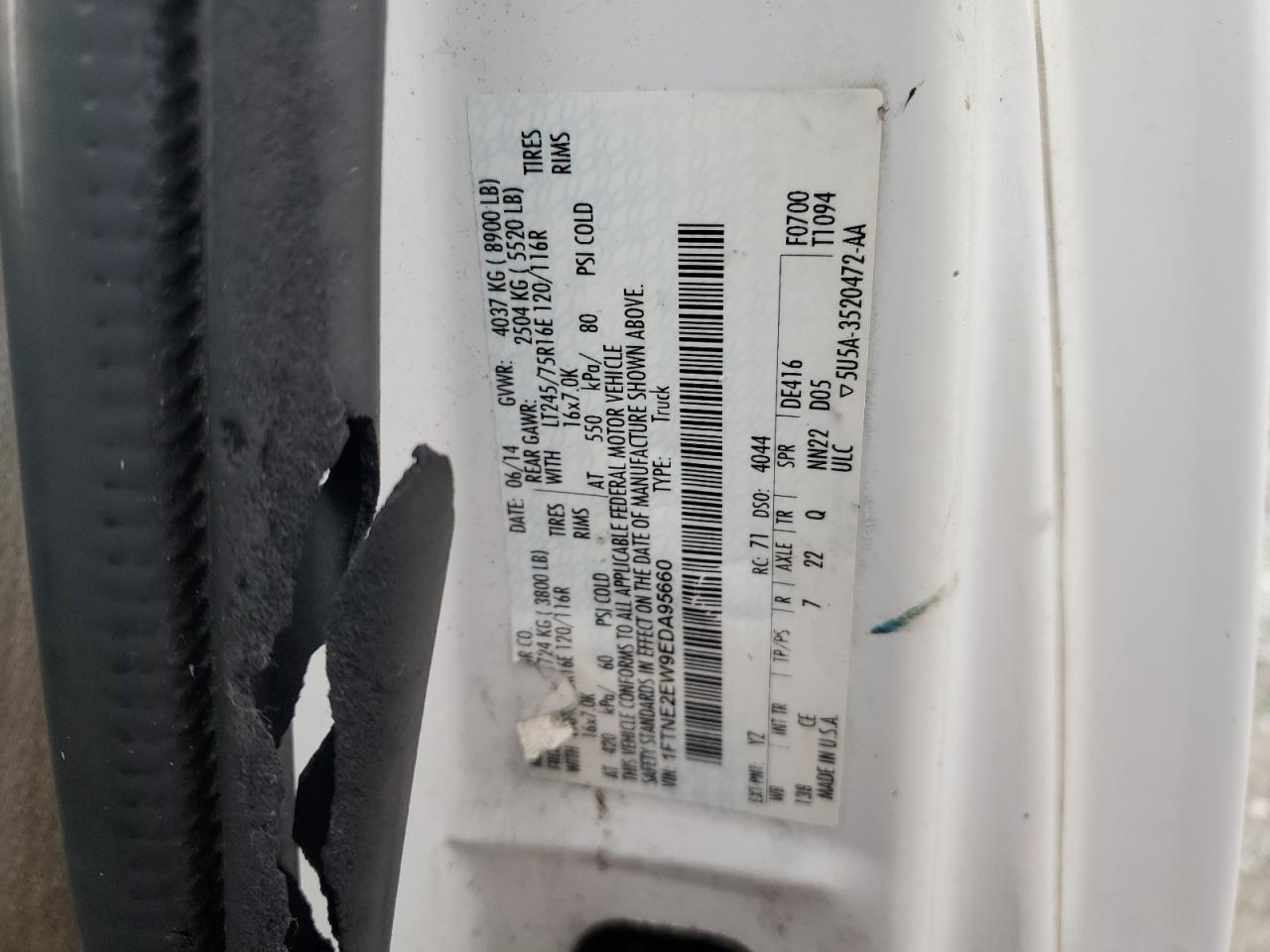 1FTNE2EW9EDA95660 2014 Ford Econoline E250 Van