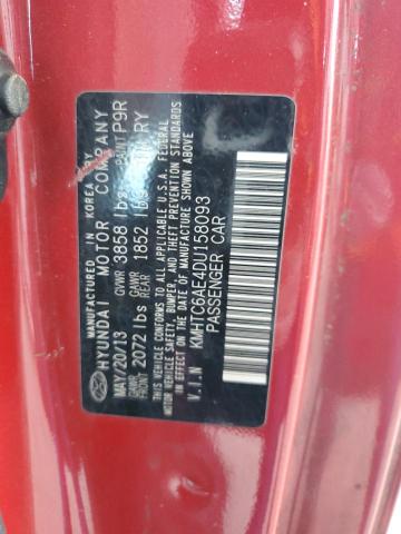 2013 Hyundai Veloster Turbo VIN: KMHTC6AE4DU158093 Lot: 60106574