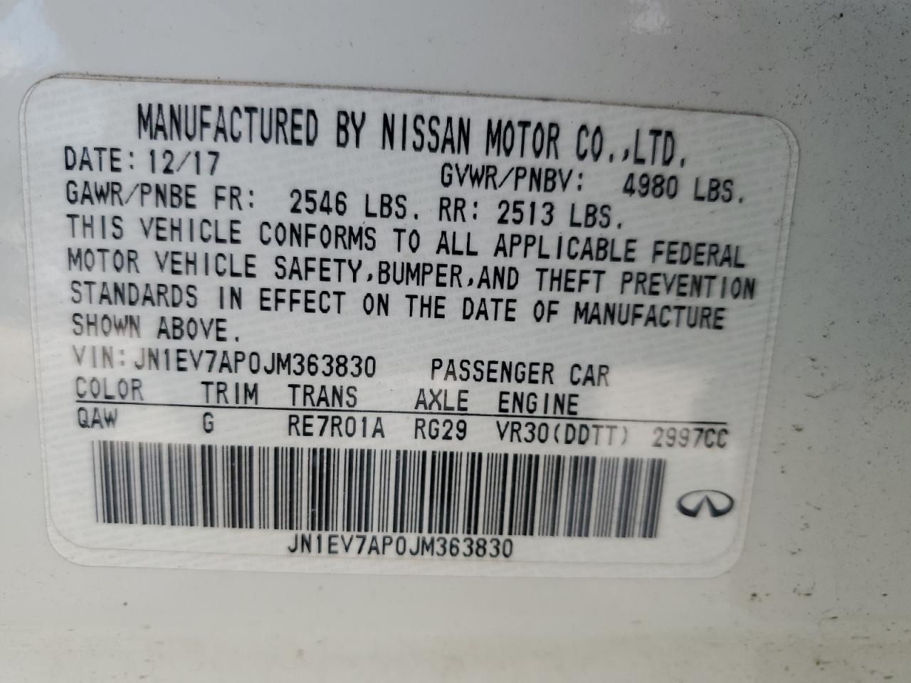 JN1EV7AP0JM363830 2018 Infiniti Q50 Luxe