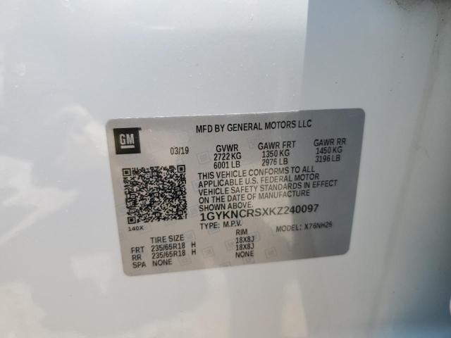 2019 Cadillac Xt5 Luxury VIN: 1GYKNCRSXKZ240097 Lot: 58771944