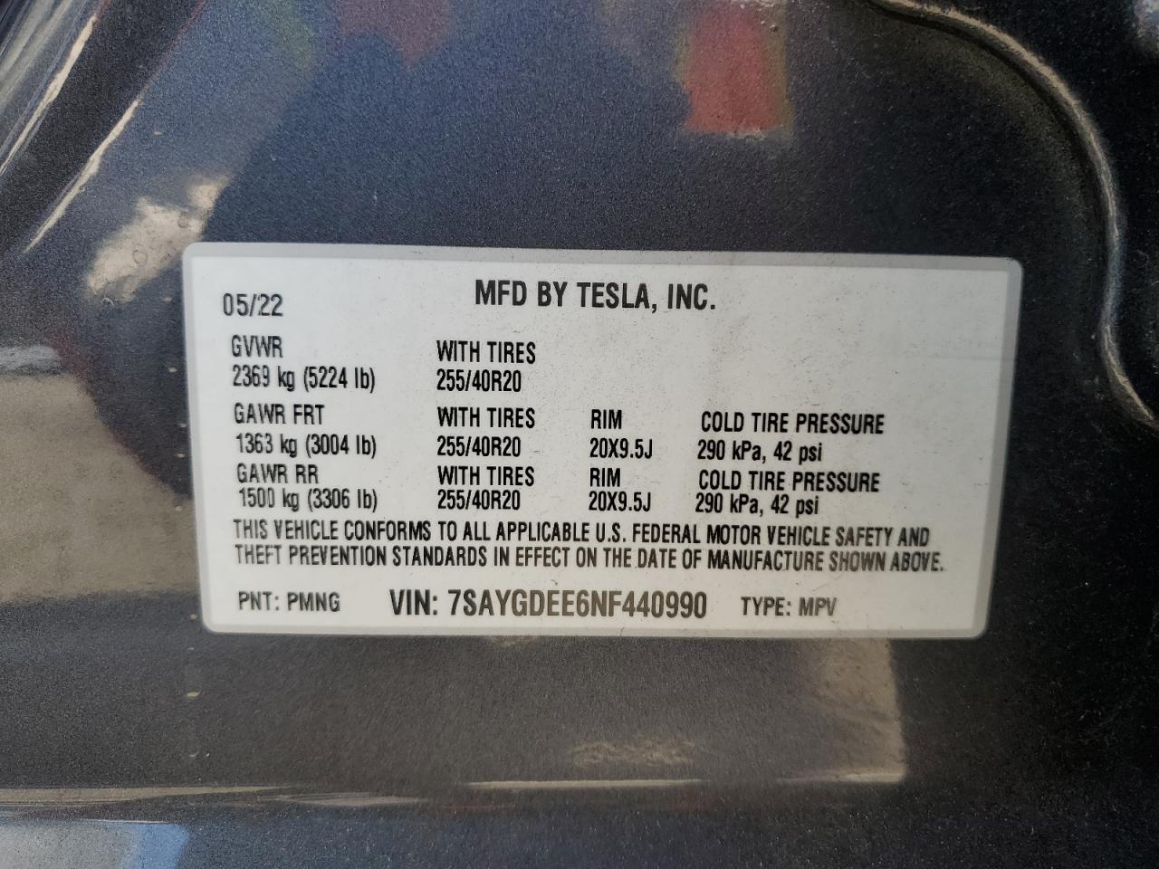 7SAYGDEE6NF440990 2022 Tesla Model Y