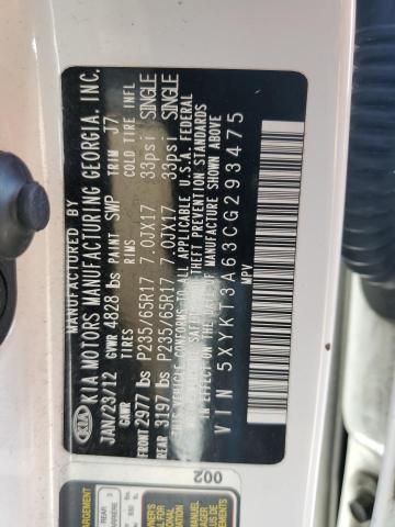 2012 Kia Sorento Base VIN: 5XYKT3A63CG293475 Lot: 59620944