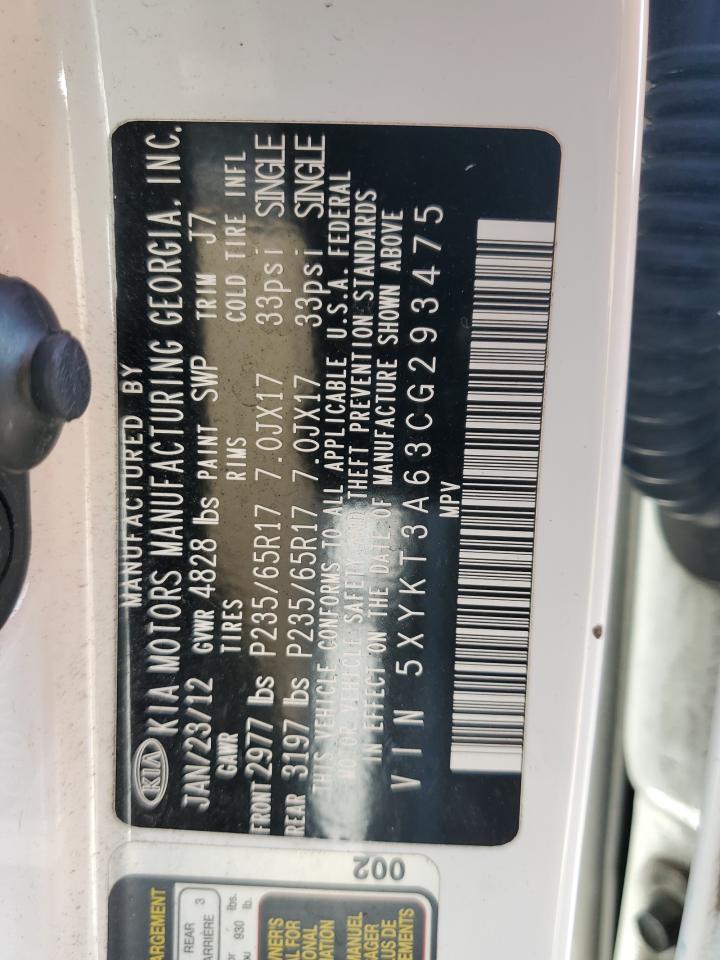 5XYKT3A63CG293475 2012 Kia Sorento Base