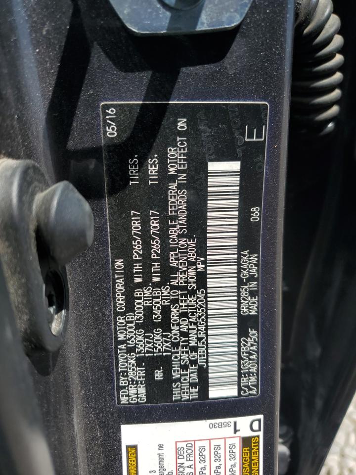 JTEBU5JR4G5352045 2016 Toyota 4Runner Sr5/Sr5 Premium