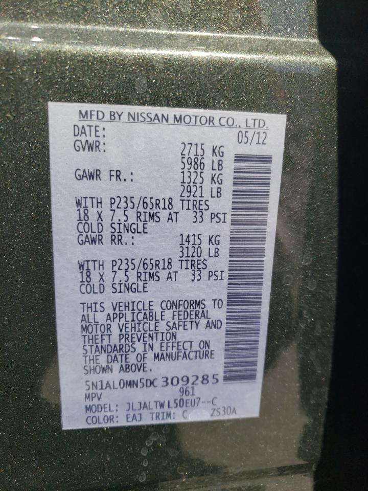 5N1AL0MN5DC309285 2013 Infiniti Jx35