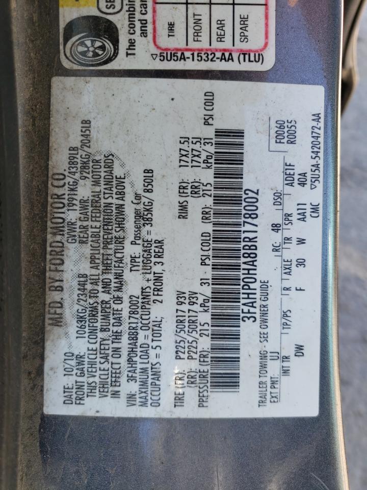 3FAHP0HA8BR178002 2011 Ford Fusion Se