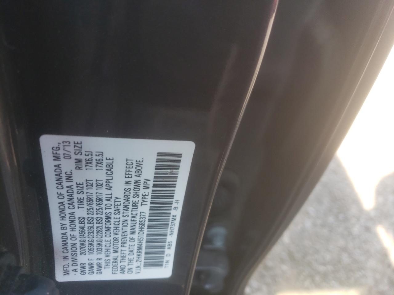 2HKRM4H51DH685377 2013 Honda Cr-V Ex