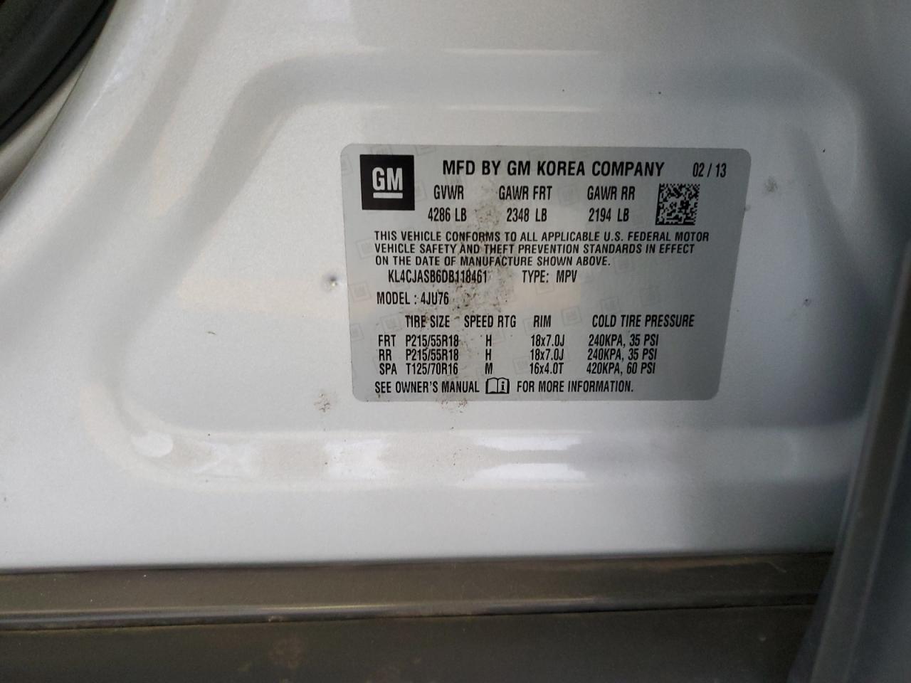 KL4CJASB6DB118461 2013 Buick Encore