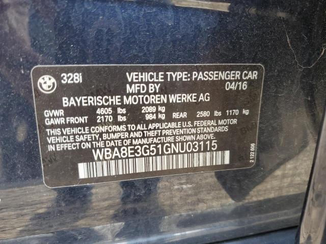 2016 BMW 328 Xi Sulev VIN: WBA8E3G51GNU03115 Lot: 58008674