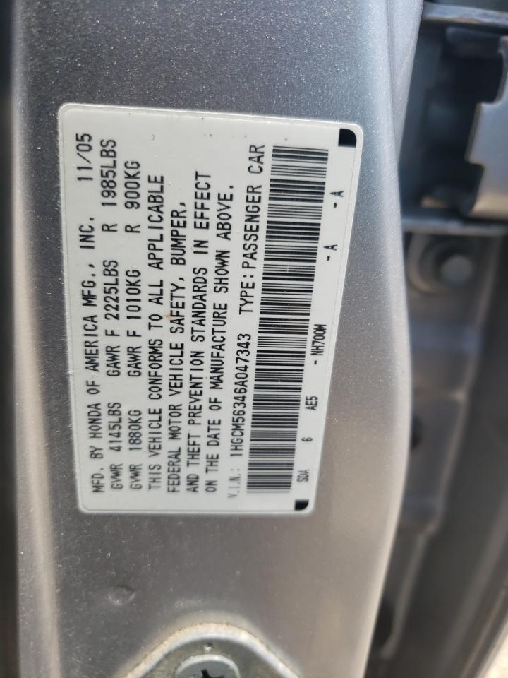 1HGCM56346A047343 2006 Honda Accord Se