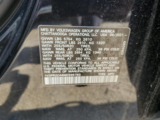 2021 Volkswagen Atlas Se VIN: 1V2PR2CA6MC595783 Lot: 59592604