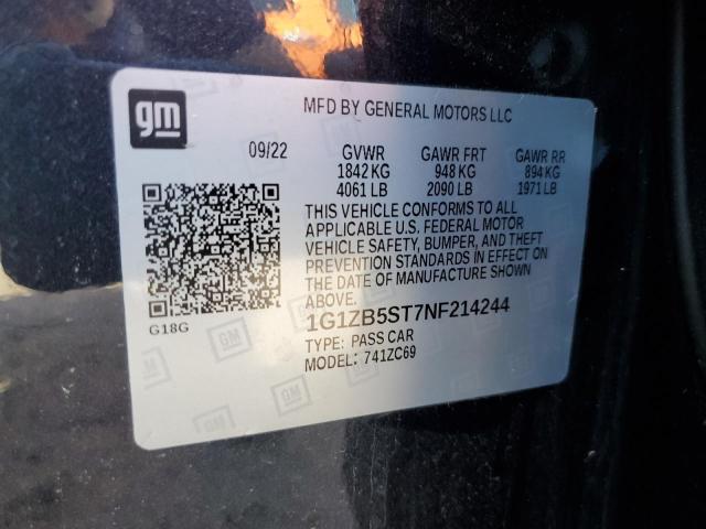 2022 Chevrolet Malibu Ls VIN: 1G1ZB5ST7NF214244 Lot: 60209744