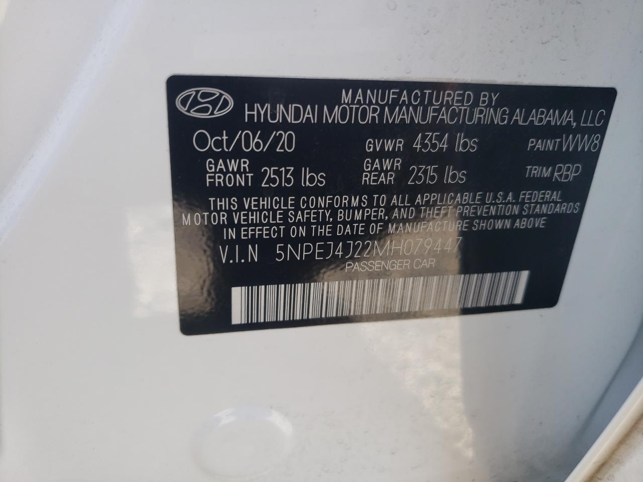 5NPEJ4J22MH079447 2021 Hyundai Sonata Sel Plus