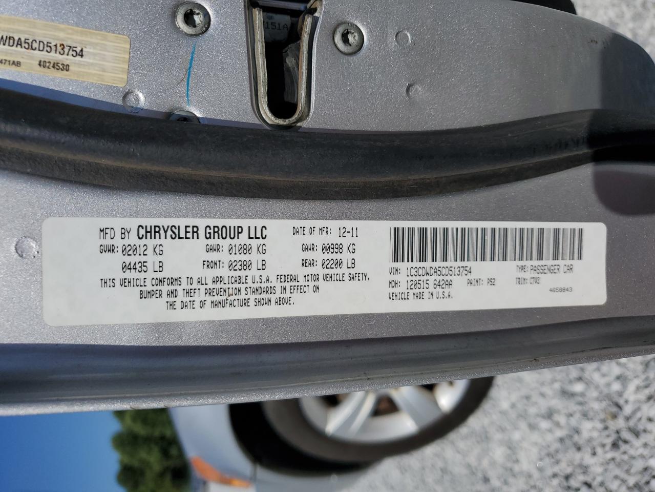 1C3CDWDA5CD513754 2012 Dodge Caliber Sxt