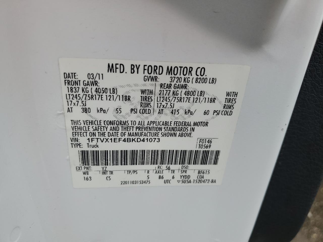 1FTVX1EF4BKD41073 2011 Ford F150 Super Cab