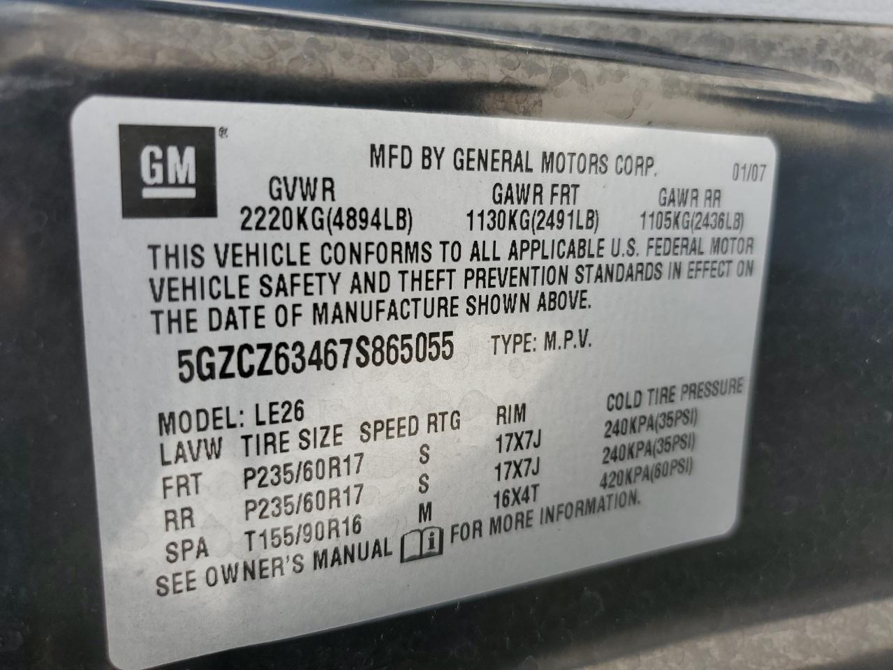 5GZCZ63467S865055 2007 Saturn Vue