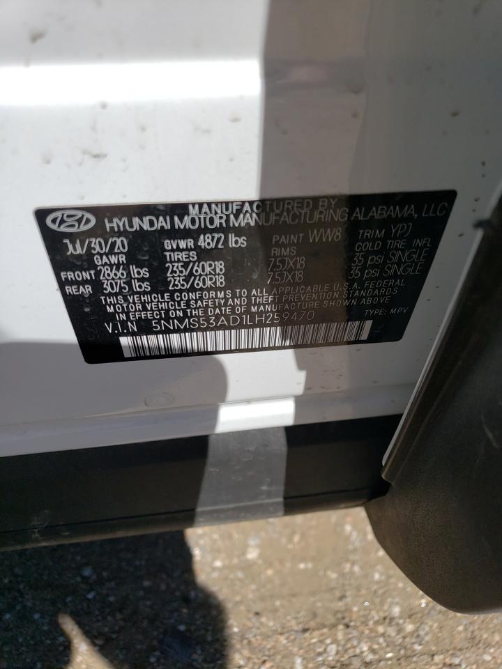 5NMS53AD1LH259470 2020 Hyundai Santa Fe Limited