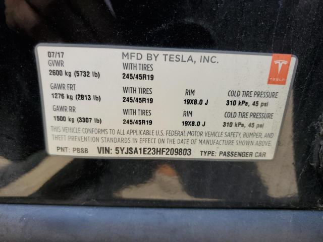 2017 Tesla Model S VIN: 5YJSA1E23HF209803 Lot: 57354014