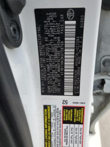 VIN 4T1B11HK2KU758768 2019 Toyota Camry, L no.12