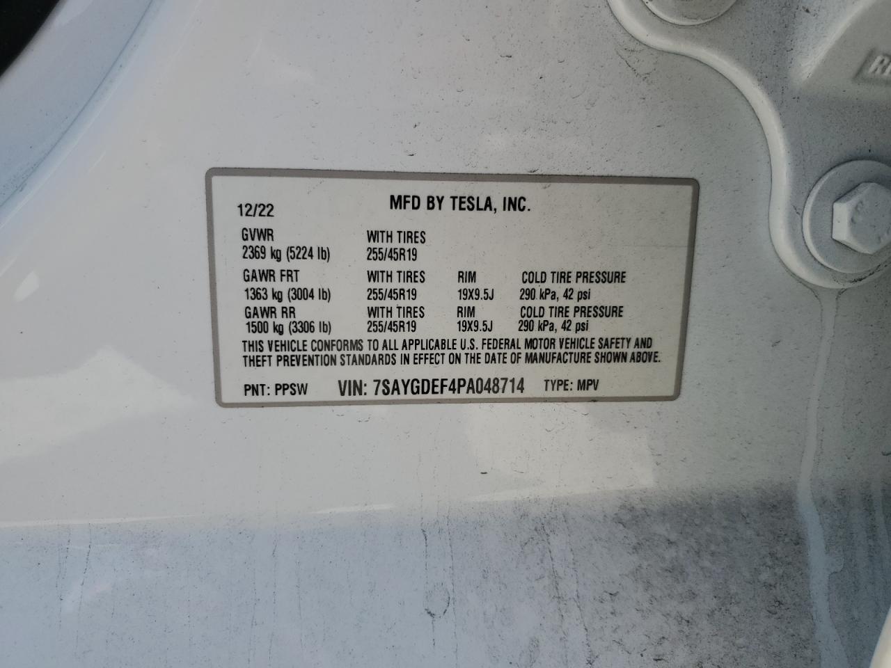 7SAYGDEF4PA048714 2023 Tesla Model Y