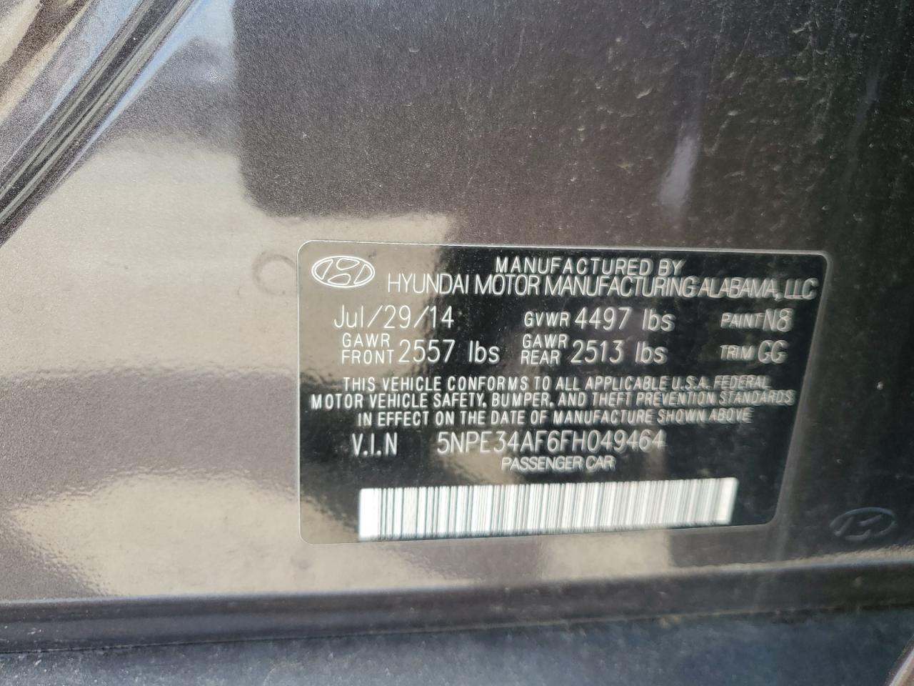 5NPE34AF6FH049464 2015 Hyundai Sonata Sport